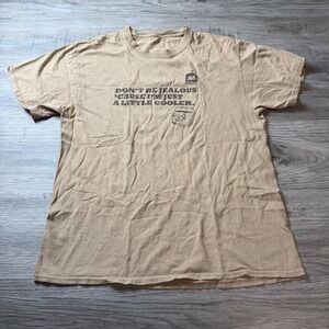 Mainline Graphic T-Shirt Mens Large Tan Humor Cooler Short Sleeve I77